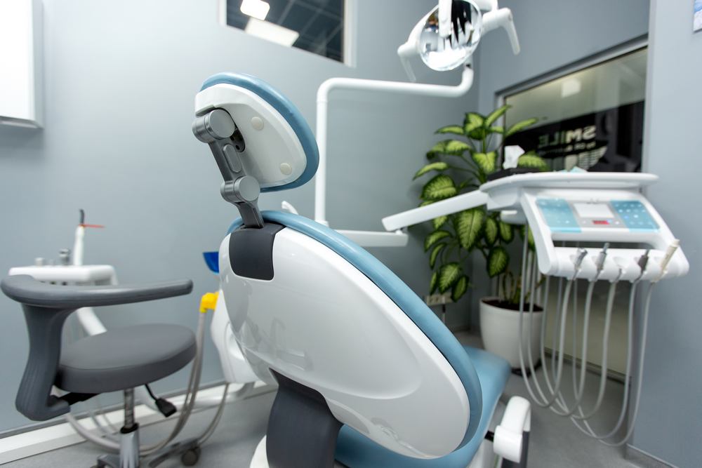 dental cabinet with various medical equipment