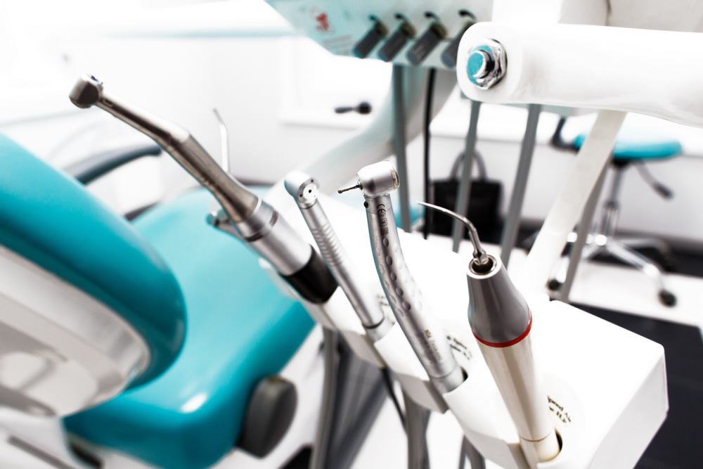 Equipment and dental instruments in dentist's office. Tools clos